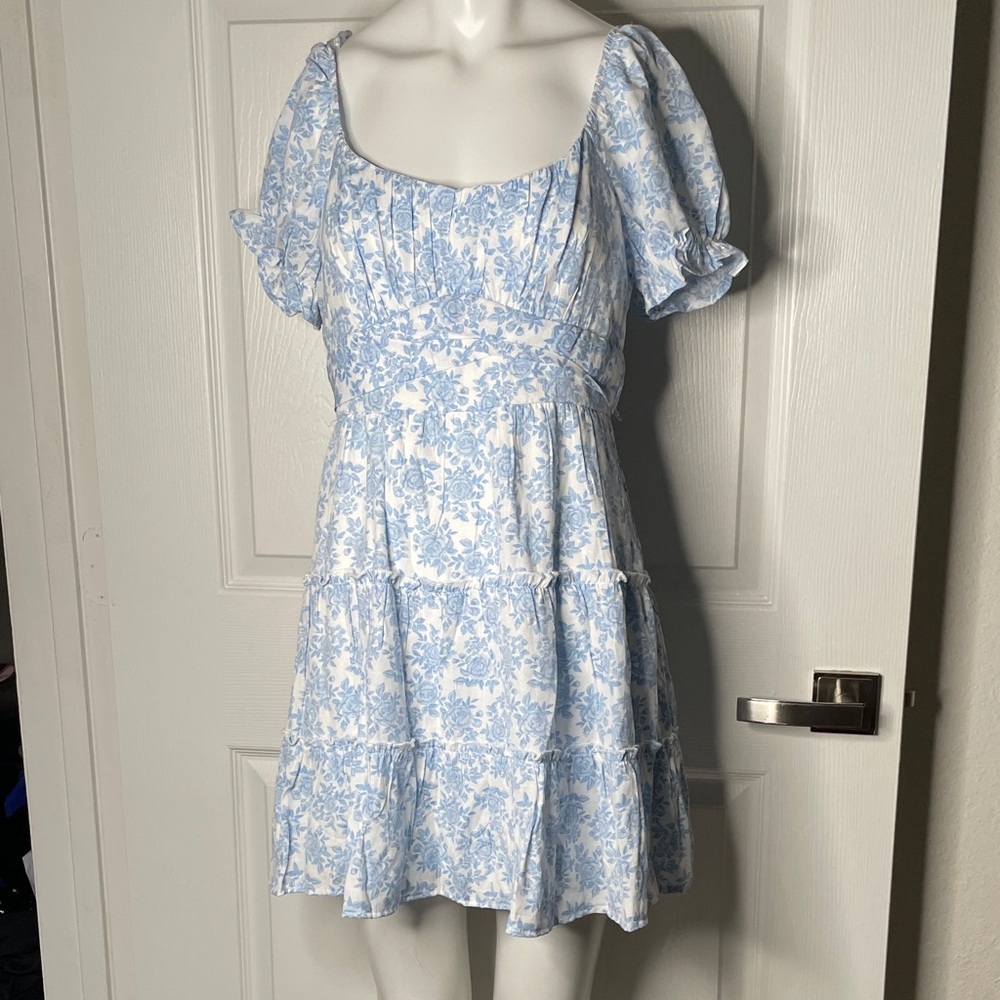 NWT Trixxi Floral Short Sleeve Tiered Babydoll Mini Dress